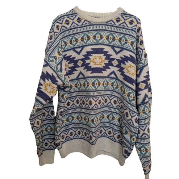 Vintage 1990s Claiborne Men's XL Cotton Sweater Grandpa Style - Picture 1 of 14